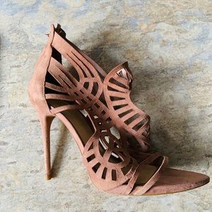 Zara Nude Cut-out Suede Shoe Size 41